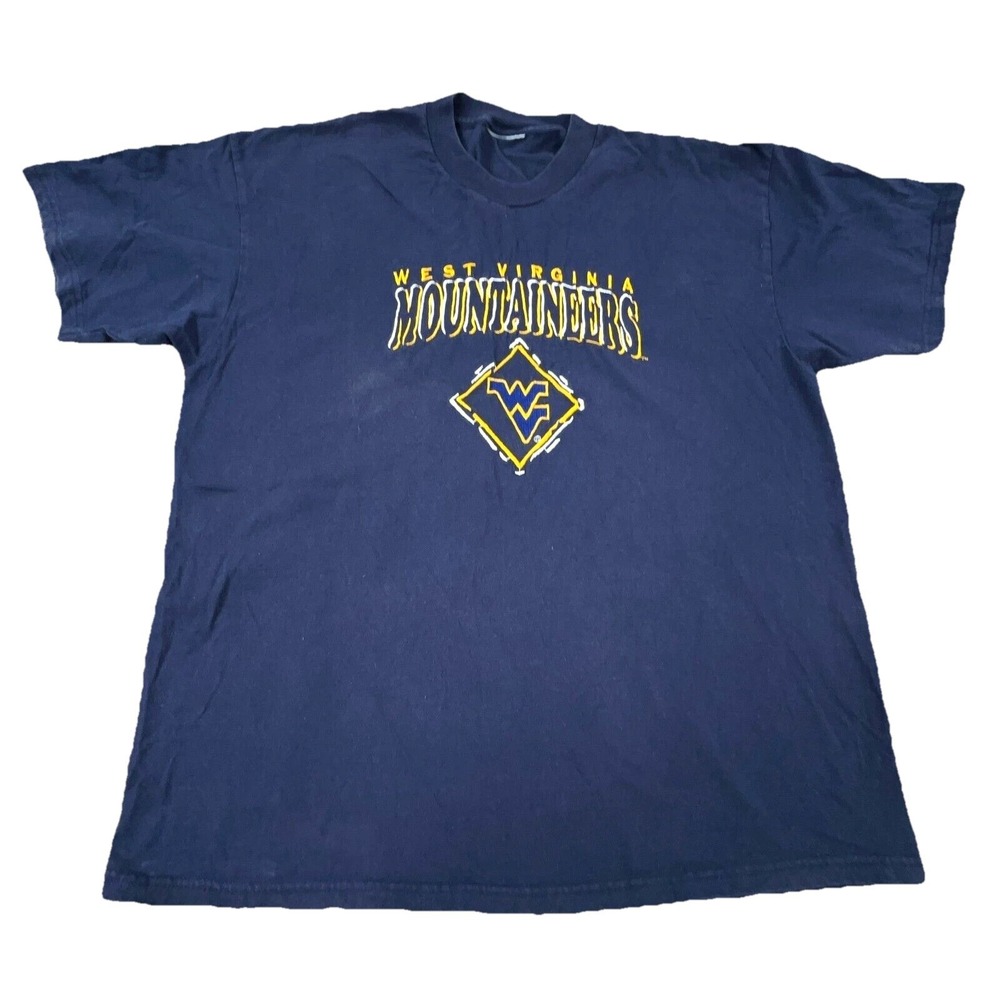 Vintage West Virginia‎ Mountaineers Shirt Men XL Blue Tee Embroidered 90s Y2K *